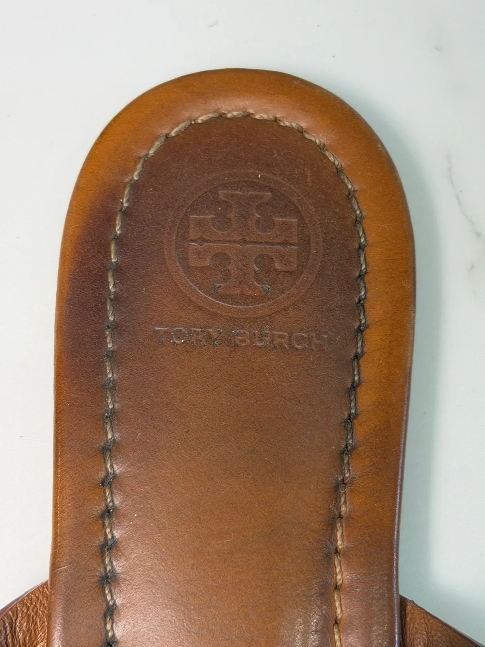 Tory Burch Miller Brown Leather Logo Sandals Women’s Size 7